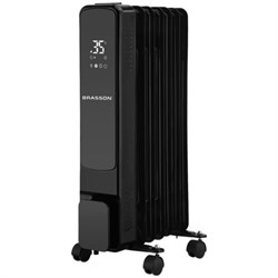 Обогреватель масляный BRASSON (БРАССОН) BOR-7 TOUCH, 7 секций, 1500 Вт, 3 режима, сенсор, пульт ДУ, черный, 457777 - фото 15175311