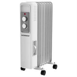 Обогреватель масляный SONNEN DFS-7E, 7 секций, 1500 Вт, 3 режима, механическое управление, белый, 457779 - фото 15175313