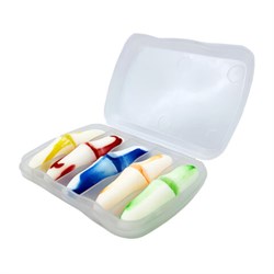 Беруши одноразовые пенополиуретановые двухцветные, КОМПЛЕКТ 5 пар в контейнере, RABBITEX (РАББИТЕКС), 671318 - фото 15177112