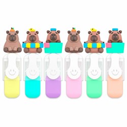 Набор текстовыделителей с топперами 6 ЦВЕТОВ ПАСТЕЛЬ, "КАПИБАРЫ", линия 1-4 мм, FUNSTER (ФАНСТЕР), 152651 - фото 15178741