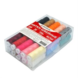 Нитки швейные 40 ЛШ, 200 м, полиэстер, НАБОР 30 цветов, в ПОДАРОК набор игл, DEVELIA (Девелиа), 609627 - фото 15208597