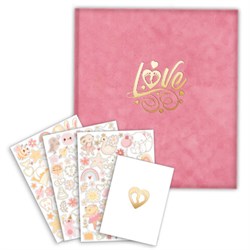 Фотоальбом-анкета детский 23х25 см, 32 листа, стикеры, открытка, конверт, розовый бархат, BRAUBERG, 391419 - фото 15252556