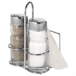 Набор для специй 2х50 мл, CLASSIC, салфетница/подставка + солонка + перечница, WEGLA (ВЕГЛА), 700229 - фото 15264210