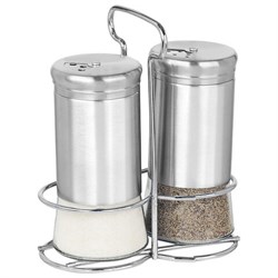 Набор для специй 2х140 мл, ULTRA, подставка + солонка + перечница, 3 типа отверстий, WEGLA (ВЕГЛА), 700234 - фото 15264215