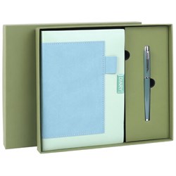 Ежедневник в наборе с ручкой А5, 144x210 мм, BRAUBERG "Style" под кожу, 160 листов, зелёный, 116863 - фото 15270914