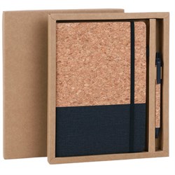 Блокнот в наборе с ручкой А5, 145х213 мм, BRAUBERG "Cork", под кожу, ЭКО обложка, 80 листов, черный, 116865 - фото 15270916
