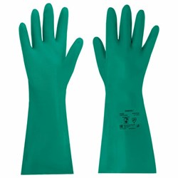 Перчатки нитриловые КЩС, ULTRA STRONG, химически устойчивые, с хлопковым напылением, зеленые, размер 9-9,5 L (большой), RABBITEX, 700912 - фото 15270997