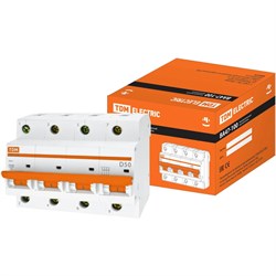 Автомат TDM ELECTRIC ВА47-100 4Р, 50 А, 10 кА, D - фото 15884013