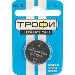 Батарейка Трофи CR2016-1BL - фото 15953769