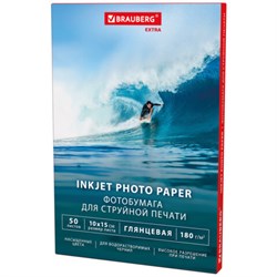 Фотобумага глянцевая, 10х15 см, 180 г/м2, односторонняя, 50 листов, BRAUBERG EXTRA, 364473 - фото 16091627