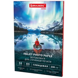 Фотобумага глянцевая, А4, 230 г/м2, односторонняя, 50 листов, BRAUBERG EXTRA, 364482 - фото 16091636