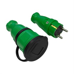 Комплект nvo NVO каучуковая кабельная розетка с заземлением и крышкой 16А IP44 + вилка цвет зеленый 4501 4502 - фото 16250677