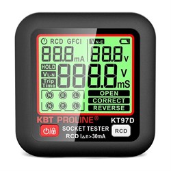 Тестер розеток и УЗО КВТ КТ 97D серия PROLINE - фото 16260283
