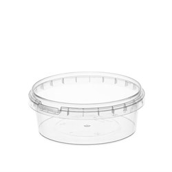 Банка с крышкой 385 мл, пластиковая под пресервы с контрольным замком, диаметр 122 мм, ВЗЛП, 1214КП - фото 16381557