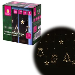 Электрогирлянда-занавес комнатная "Фигурки", 3х1 м, 120 LED, тёплый белый, 220 V, контроллер, ЗОЛОТАЯ СКАЗКА, 591361 - фото 16407584