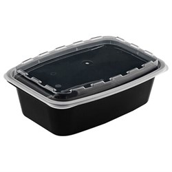 Контейнер одноразовый 1000 мл, С КРЫШКОЙ, 211х146 мм, черный/прозрачный, ПП, ВЗЛП, 1266Ч - фото 16416607