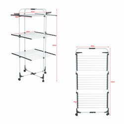 Сушилка напольная для белья раскладная, 3 уровня, 30 метров, на колесах, LAIMA HOME HIGH-RISE, 700472 - фото 16416643
