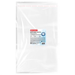 Пакеты БОПП с клеевым клапаном, КОМПЛЕКТ 100 штук, 20х30 + 4 см, 30 мкм, с усиленным швом, BRAUBERG, 700408 - фото 16475395