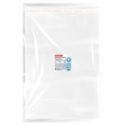 Пакеты БОПП с клеевым клапаном, КОМПЛЕКТ 100 штук, 40х60 + 4 см, 30 мкм, с усиленным швом, BRAUBERG, 700412 - фото 16475398