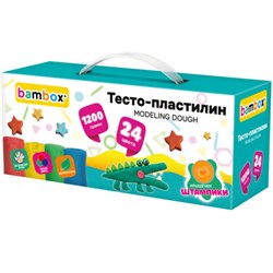 Тесто-пластилин для лепки СУПЕР ПЛАСТИЧНОЕ, 24 цвета, 1200 г, крышки-штампики, BAMBOX (БАМБОКС), 107249 - фото 16495023