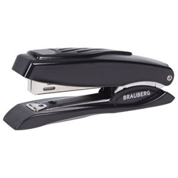 Степлер №10 металлический BRAUBERG "ST-200M", до 16 листов, с резиновой накладкой и антистеплером, черный, 224344 - фото 16499102