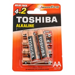 Алкалиновый элемент питания Toshiba LR6 RED 6/card - фото 16501101