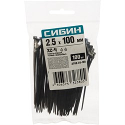 Нейлоновые хомуты-стяжки СИБИН 3788-25-100 - фото 16519462