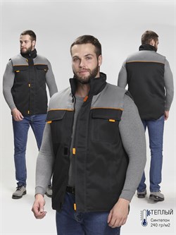 Жилет утепленный Флофт (тк.Смесовая,210), черный/серый - фото 16559855