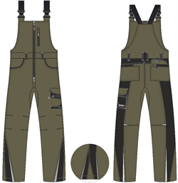 Полукомбинезон ProfLineLeader (тк.Хлопок/Спандекс,260), хаки/черный - фото 16560214