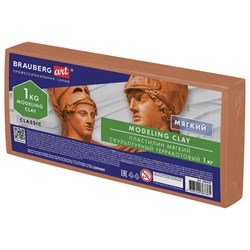 Пластилин скульптурный BRAUBERG ART CLASSIC, терракотовый, 1 кг, мягкий, 106523 - фото 16561819