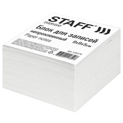 Блок для записей непроклеенный, 9х9х5 см, плотность 55 г/м2, белизна 70-80%, STAFF, 126574 - фото 16562129