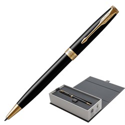 Ручка шариковая PARKER "Sonnet Core Lacquer Black GT", корпус черный глянцевый лак, позолоченные детали, черная, 1931497 - фото 16562222