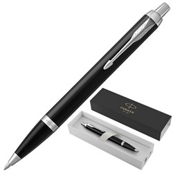 Ручка шариковая PARKER "IM Core Black Lacquer CT", черный глянцевый лак, детали хром, синяя, 1931665 - фото 16562242