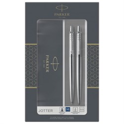 Набор PARKER "Jotter Stainless Steel CT": шариковая ручка синяя и механический карандаш, 2093256 - фото 16562279