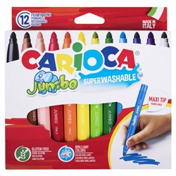 Фломастеры утолщенные CARIOCA "Jumbo", 12 цветов, суперсмываемые, вентилируемый колпачок, картонная упаковка, 40569 - фото 16562365