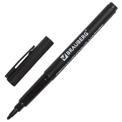 Маркер перманентный BRAUBERG "CLASSICLine", ЧЕРНЫЙ, тонкий наконечник 1 мм, 150296 - фото 16562367