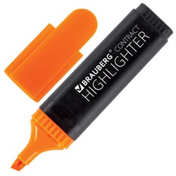 Текстовыделитель BRAUBERG "Contract", ОРАНЖЕВЫЙ, линия 1-5 мм, 150393 - фото 16562375