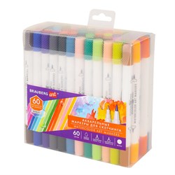 Маркеры акварельные для скетчинга двусторонние (кисть и линер) 60 цветов, BRAUBERG ART DEBUT. 152482 - фото 16562485