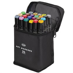 Маркеры для скетчинга двусторонние, НАБОР 24 шт., базовые цвета, в чехле, WBZ (ВБЗ), 152571 - фото 16562507