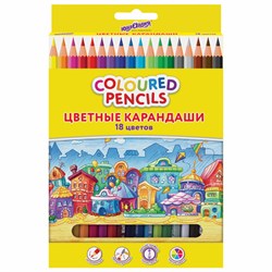 Карандаши цветные ЮНЛАНДИЯ "ДОМИКИ", 18 цветов, шестигранные, грифель 3 мм, 181837 - фото 16562611
