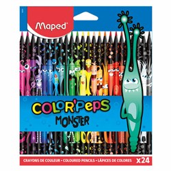 Карандаши цветные MAPED "COLOR PEP'S Black Monster", 24 цвета, трехгранные, 862624 - фото 16562628