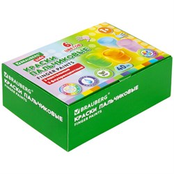 Краски пальчиковые для малышей от 1 года, 6 цветов (3 пастельных + 3 флуоресцентных) по 40 мл, BRAUBERG KIDS, 192400 - фото 16562725