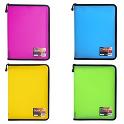 Папка на молнии пластиковая BRAUBERG, А4, 325х230 мм, 4 цвета ассорти, неоновая, 224054 - фото 16562930