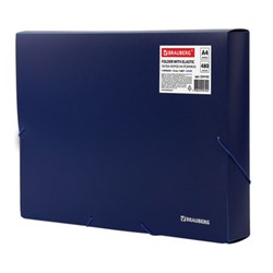 Папка-короб на резинках BRAUBERG, 50 мм, синяя, 0,7 мм, 224162 - фото 16562937