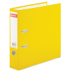 Папка-регистратор, покрытие пластик, 75 мм, ПРОЧНАЯ, с уголком, BRAUBERG, желтая, 226599 - фото 16562983