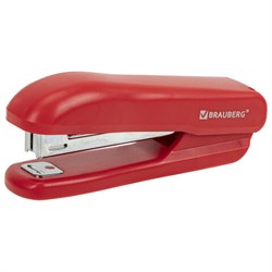 Степлер №10 BRAUBERG "SX-19", до 12 листов, с антистеплером, красный, 228589 - фото 16563072
