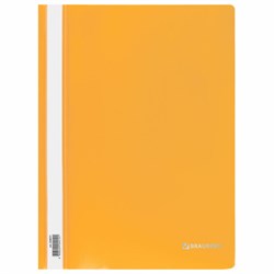 Скоросшиватель пластиковый BRAUBERG, А4, 130/180 мкм, желтый, 228671 - фото 16563078