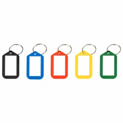 Бирки для ключей КОМПЛЕКТ 12 шт., длина 50 мм, инфо-окно 35х20 мм, АССОРТИ, BRAUBERG, 231152 - фото 16563153