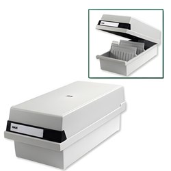 Картотека пластиковая ФОРМАТ А5 (210х148 мм) горизонтальная на 1300 карт, с крышкой, серая, HAN (Германия), HA955/11 - фото 16563158