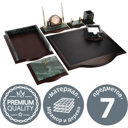 Набор настольный GALANT из мрамора, 7 предметов, зеленый мрамор/отделка красное дерево, 231485 - фото 16563159